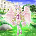 庭園に立つ天使少女