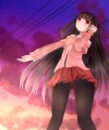 上を向く